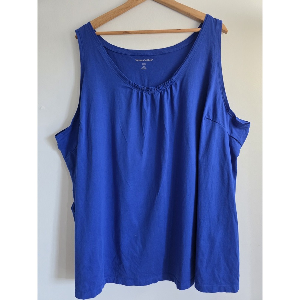 Woman Within Women's Top Plus Size 4X Royal Blue Tank Sleeveless